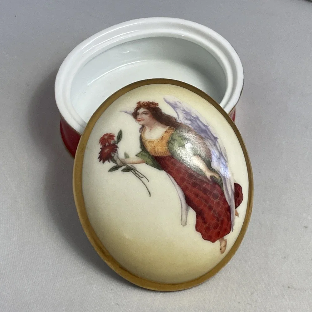 Christmas Boehm Trinket Box Porcelain Victorian Angel Home Interiors